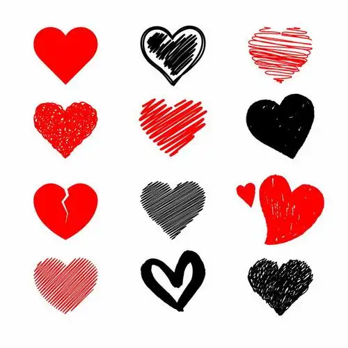 12款红心爱心黑色涂鸦心形符号图案png图片免抠eps矢量素材 - 设计盒