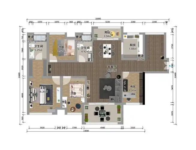 125平米户型图125平方房子设计图