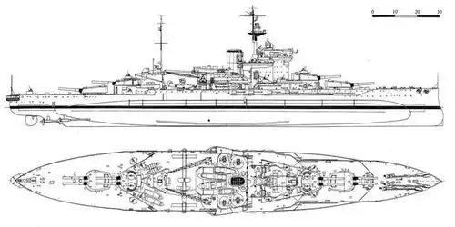伊丽莎白女王级战列舰两视图