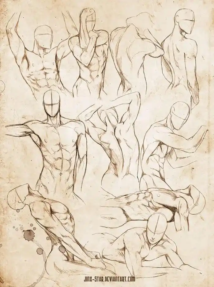 绘画参考|肌肉男人体动态大合集.这套练完,本子估计基本也能画 - 抖音