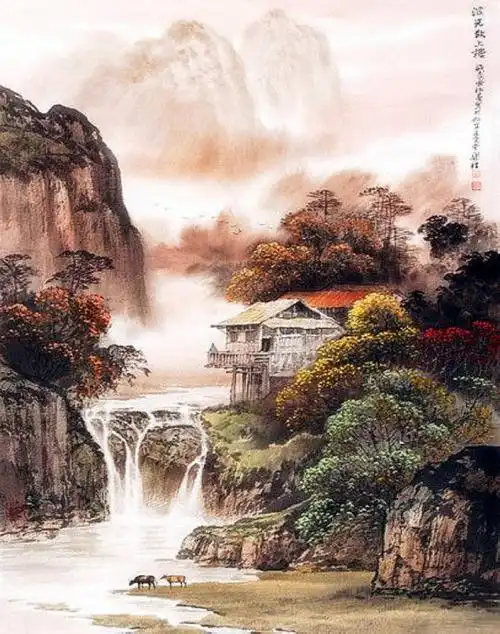 画家刘梁经的彩墨山水画借鉴了19世纪西方,尤其是俄国巡回画派风景