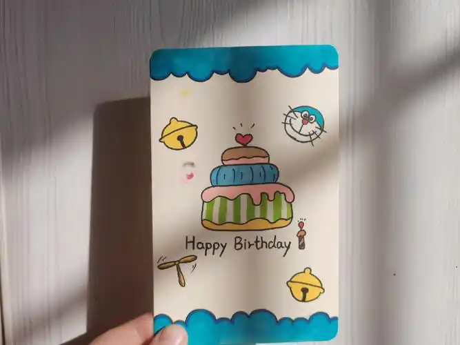 哆啦a梦细节的卡片还不错#生日快乐  #画个简笔画  #手绘#生日礼物