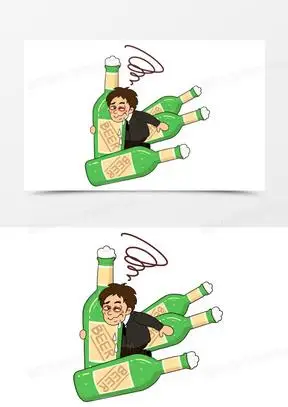 卡通喝醉酒的男人表情包素材