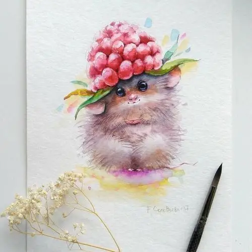 一组萌萌的水彩小动物 | genechka_djogan