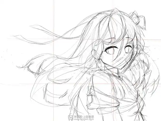 构图练习之草稿绘制动漫人物构图基础的练习