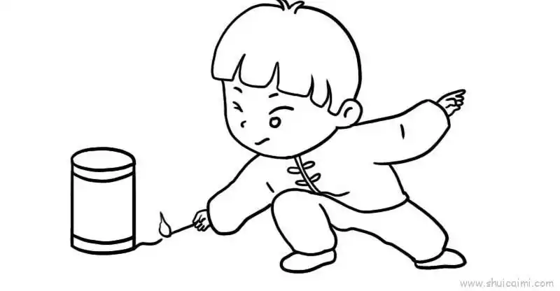 放鞭炮简笔画画法图解
