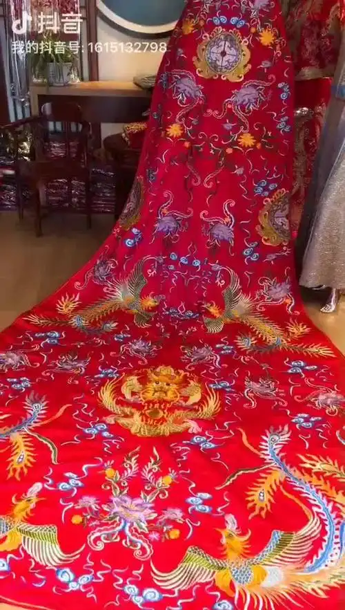 中国风秀禾服中国红新娘结婚公主嫁衣大拖尾3米5全绣花改良婚纱