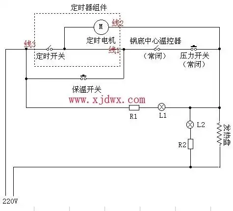 谁知道机械电压力锅三线定时器接线: 2012
