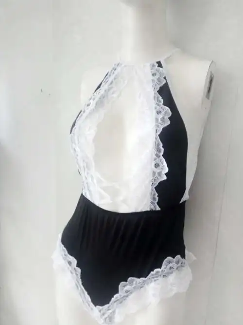 外贸性感三点式情趣内衣欧美睡衣女女仆装包臀lingerie setsb386