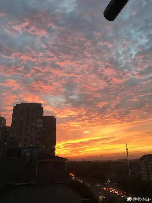 今天傍晚北京的晚霞 真的是越来越美了你们感受下!(图转网友)