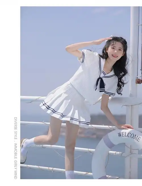 jk初中学生高中女生不良少女水手服海军风甜美套装裙日系条纹jk学院风