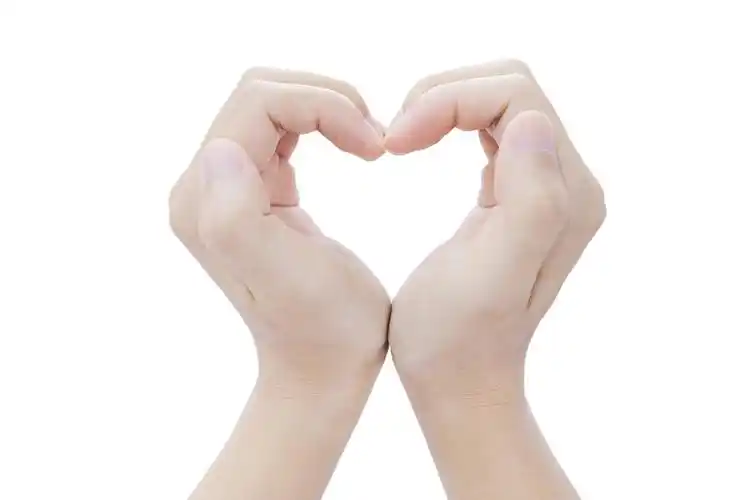 白底手势比心心形爱心人物手势双手比心