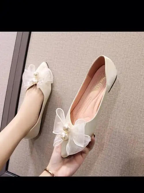 备婚平底白色婚鞋