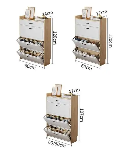 翻斗鞋柜家用门口外小户型大容量阳台收纳玄关柜简约现代暖白色双层双