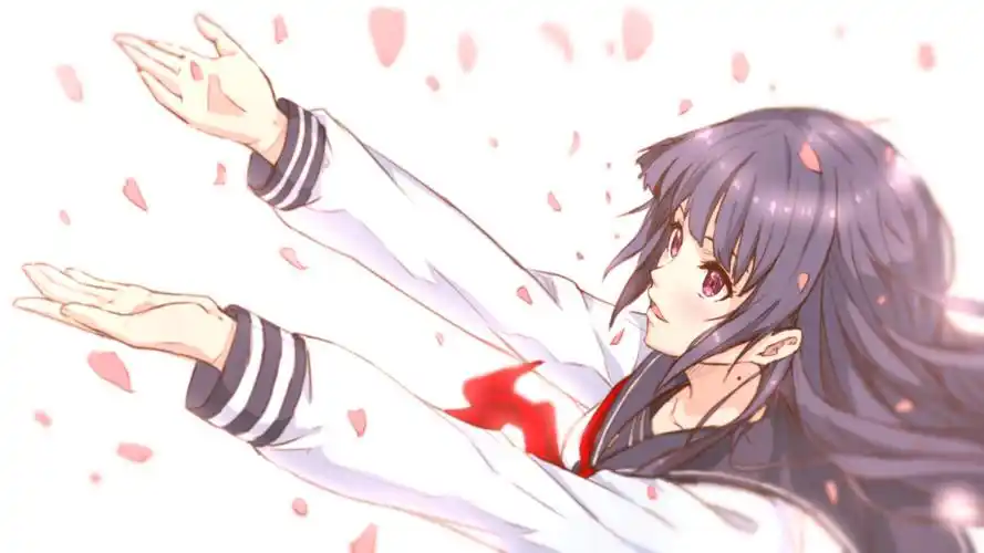 习作:樱花制服少女2插画图片壁纸