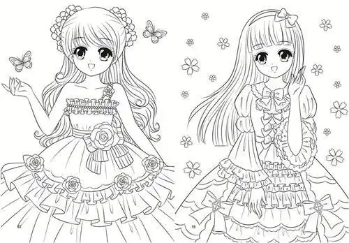 新年礼物公主涂色画3-6-8-12岁 画画美少女涂色 儿童填色本女孩绘画书