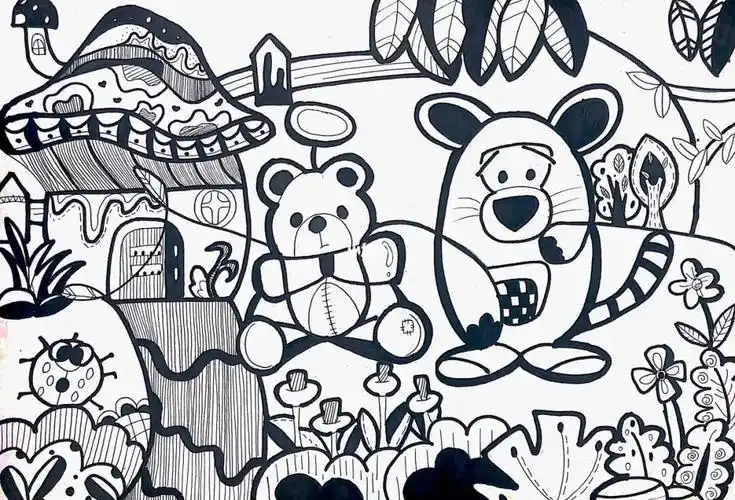 儿童画黑白线条