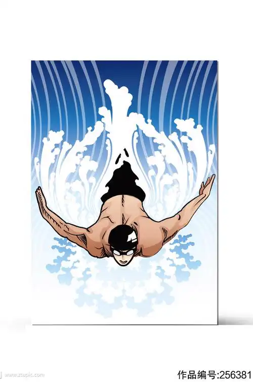 插画水浪游泳矢量元素