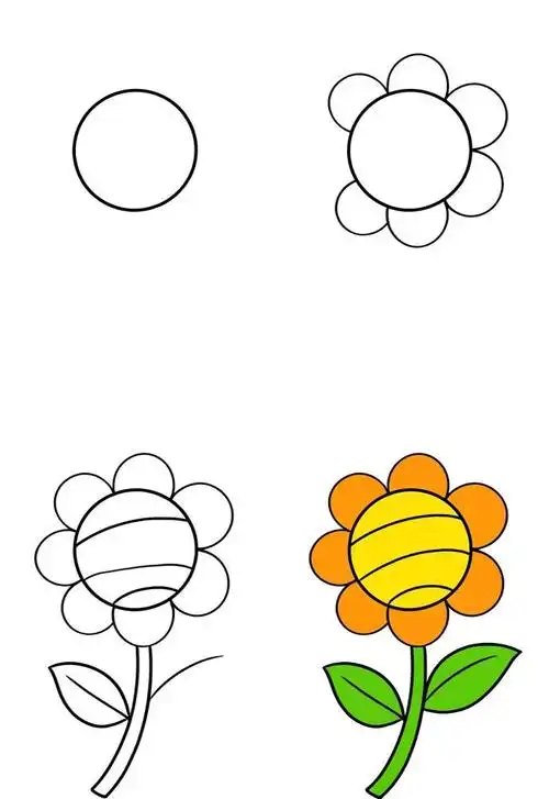 🌻向日葵简笔画分步骤教学✨