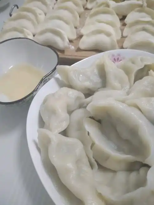 煮熟的饺子配上之前腌糖蒜后的糖醋汁,真的好吃!