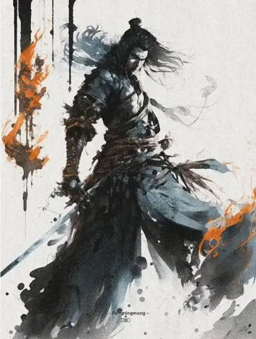 画师胖宁忙烟雨江湖水墨风武侠插画欣赏