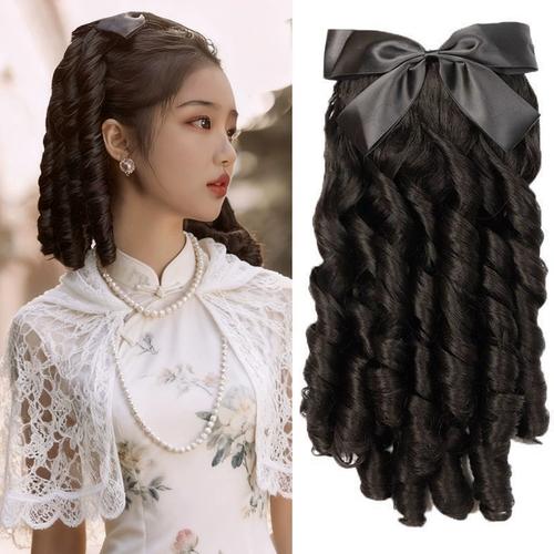 民国假发女卷发罗马卷长发复古旗袍发型金粉世家白秀珠lolita马尾