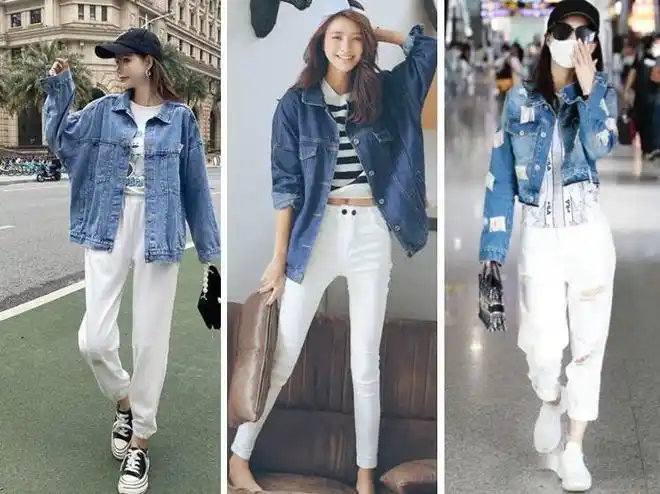 牛仔外套 白色裤子,非常显"减龄"的搭配方式,尤其过了三十的女人,这么