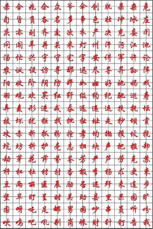 小学生硬笔书法字帖(2500个常用字 行楷) word文件