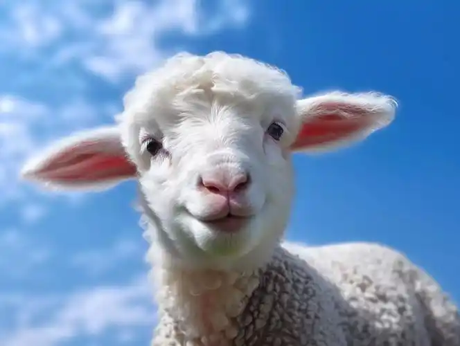 暖色温暖萌系小羊绵羊开心追星星psd素材动物羊羔羊肉大自然野生动物