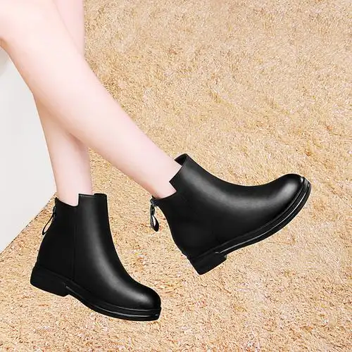 平底靴子女短靴女粗跟春秋2018新款瘦瘦靴短筒韩版百搭秋冬季黑色小跟
