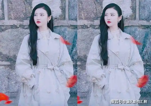 司藤景甜的造型好多白色风衣好温柔这套纱裙太美了