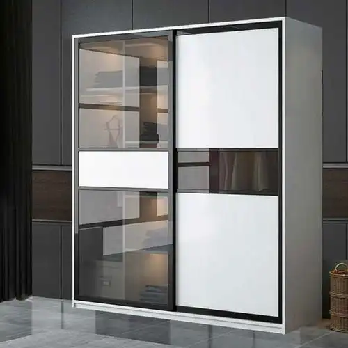 佛山厂家衣柜推拉门定制铝合金窄边框移门钢化玻璃推拉门衣帽间