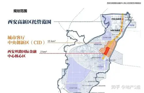 该板块是城市高端创新要素的融合聚变区,规划为大西安的创新中心