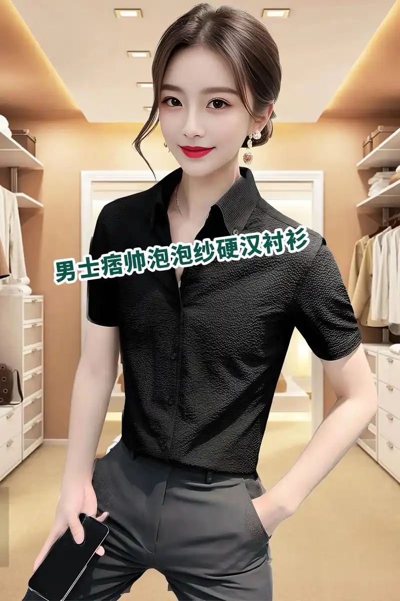 男士痞帅泡泡纱硬汉衬衫