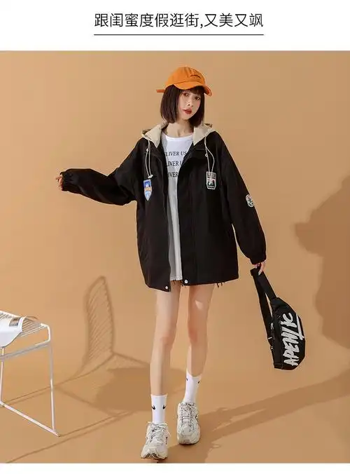 生外套春季韩版宽松短款少女中学生穿春款时尚潮流上衣棒球服3h白色s