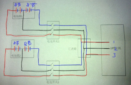 32块12v 100ah ups电池组串联怎样出三根线