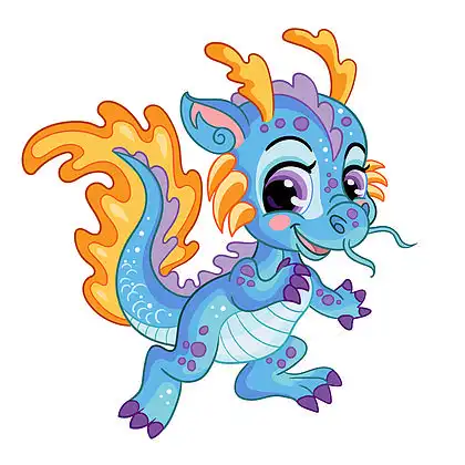 矢量明亮卡通孤立插图可爱 i>的 /i>小 i>龙 /i>角色.