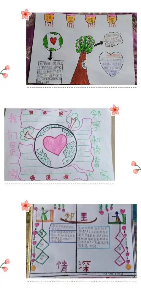 邻里和睦崇德向上手抄报 积极向上的手抄报和谐邻里一家亲手抄报手