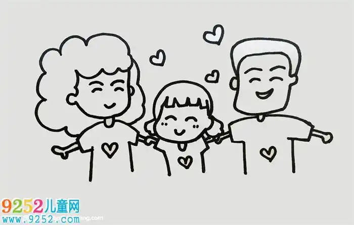 一家三口简笔画教程