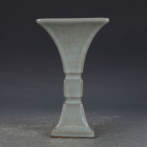 花瓶南宋官窑粉青釉花觚 古董古玩收藏品 仿古瓷器 宋瓷摆件