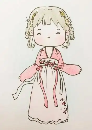 中国风汉服女生简笔画头像图