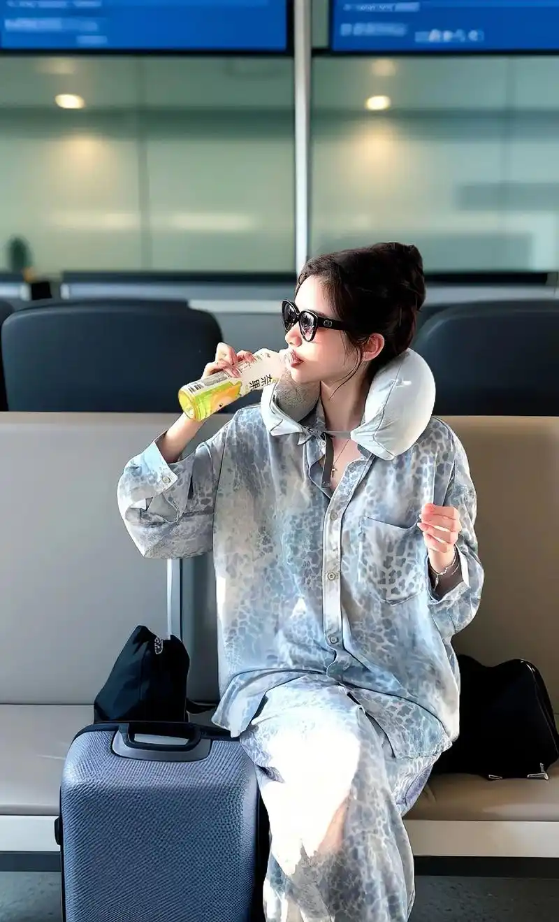 look|机场女明星穿搭~豹纹色彩自然晕染,带着复古气息,与 - 抖音