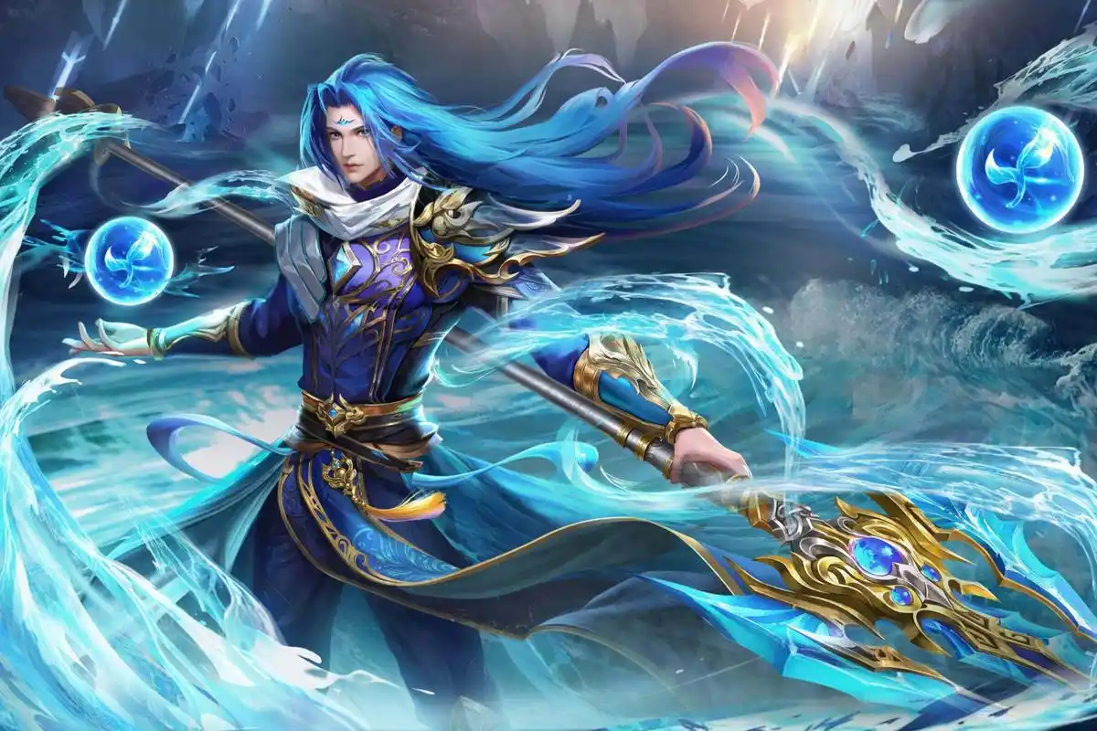 原创唐三成神后的不同造型蓝发披肩优雅帅气白发黑衣俊美无双