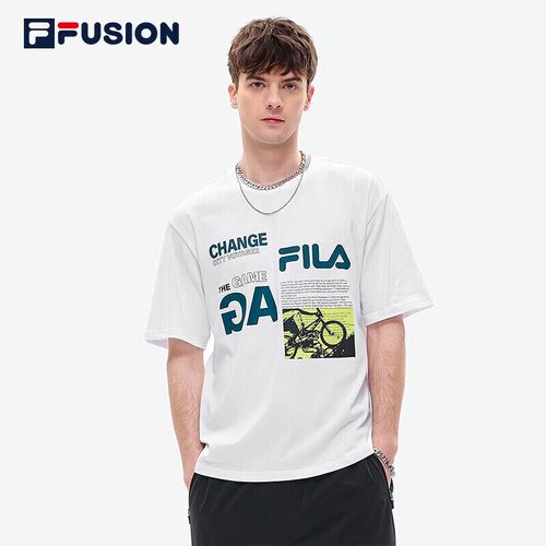 fila fusion斐乐潮牌男子短袖t恤夏季宽松休闲简约男短t