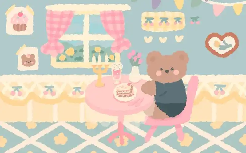 少女心可爱小熊日常桌面壁纸_卡通动漫_壁纸下载_美桌网