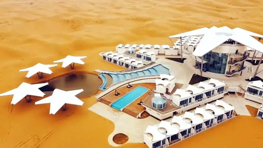 银川中卫沙坡头腾格里沙漠星星酒店(大疆航拍自动生成视频)_哔哩哔哩