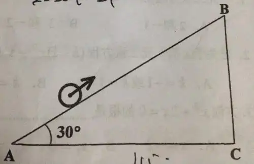 一个小球沿斜坡ab的坡底a往上滚动,已知斜坡ab的坡角为30度,滚动的