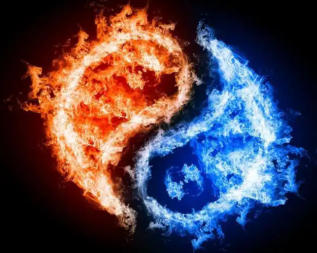 太极图形的蓝色和红色的火焰 壁纸 | 1280x1024 壁纸下载 | hk.best-w