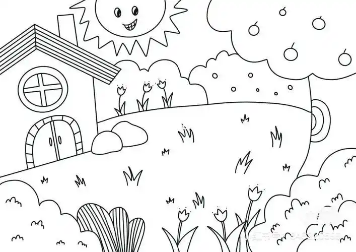 简笔画白天的背景图