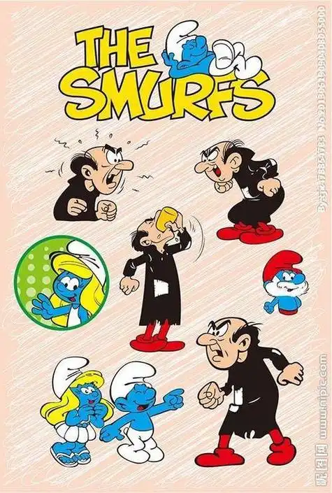 蓝精灵和格格巫简笔画